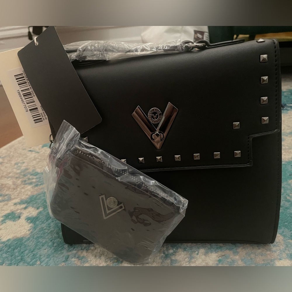 NWT Valentino Orlandi Black Studded Satchel Bag with Pouch - Picture 6 of 11